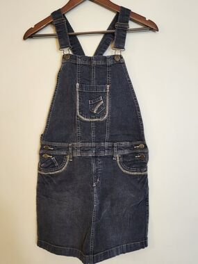 725 Originals Denim Overall Jumper Dress Y2K Vintage Size Large Dark Gray